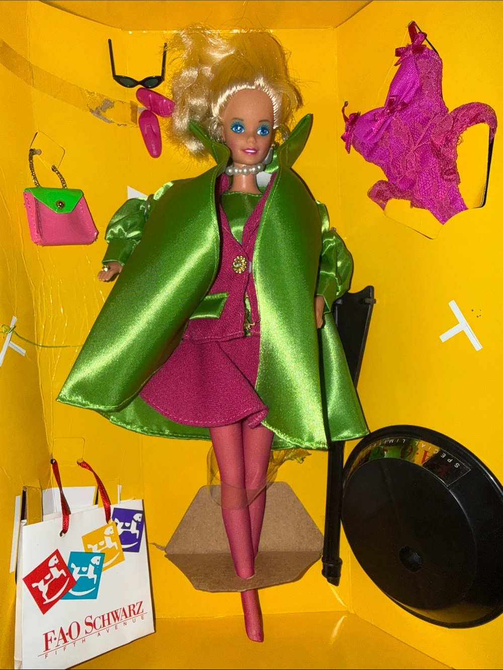 Barbie White Box with Pink Logo and Green Madison Avenue Label